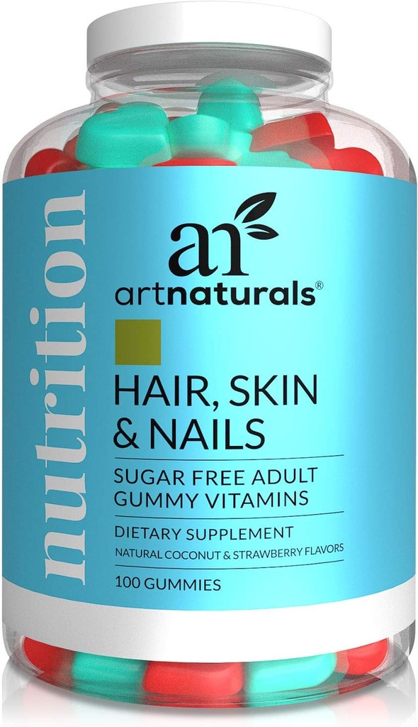 Artanaturals Plaukų oda ir nagai Gummies - (100 Gummies / 5 000 µg biotinas) - Vitaminai plaukų augimo, praradimo ir regrowth, Gummy DHT Blocker papildas - Plaukų ploninimo tabletes vyrams ir Wome