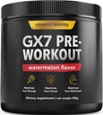Vitamin Bounty Gx7 Pred treningom Prašek za moške – Pred vadbo za ženske - Sugar Free Pre Workout Energy Booster Supplement with Beta-Alanin, Kofein, Keto, 0g Net Carb - Watermelon Flavor, 20 Serving