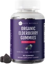 Kate Naturals Elderberry Gummies s vitamínem C a zinkem pro dospělé a děti. Chutné Sambucus Elderberry Gummies pro imunitní podporu (90 Gummies, 45 Day Supply, Organic)