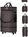 Suitcases with Wheels Expandable Luggage Bag Foldable Suitcase with 4 Universal Wheels Collapsible Rolling Travel Case (Coffee)