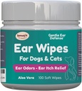 Manfaat Pet Products Dog Ear Wipes - Ear Cleaner for Dogs to Prevent Infections, Itching & Odor - Aloe & Eucalyptus, Grooming Wipes - 100 Count