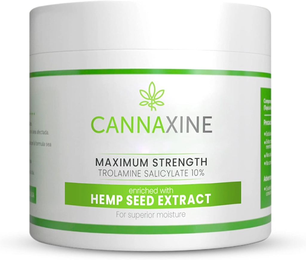 VITASEI Cannaxine Cream with Hemp Seed Extract and Trolamine Salicylate for Moisture - Back, Hip, Knee, Shoulder, Elbow, Joint Lotion for Women and Men - 4 oz