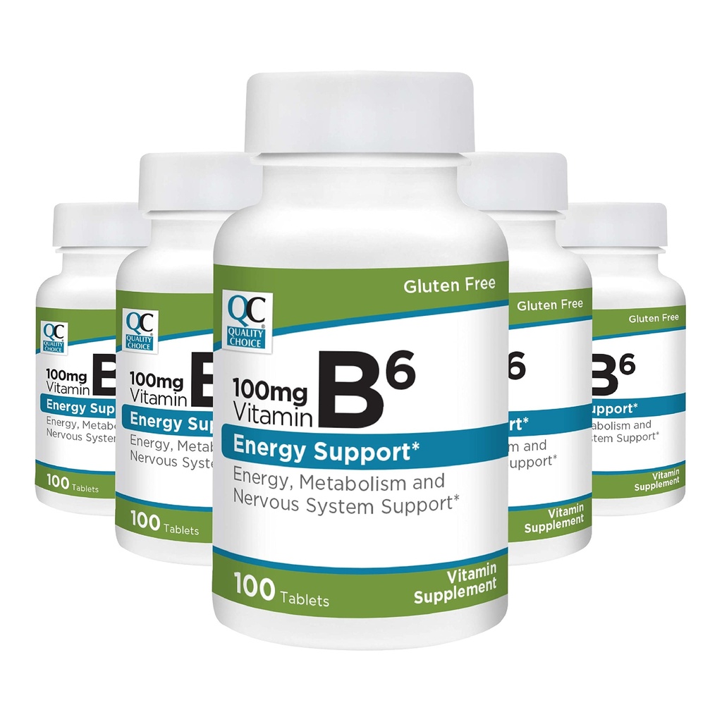 Quality Choice Vitamin B6 100 mg Tablets (Pack of 5)