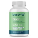 BESTVITE Biotin 10,000mcg (240 Vegetarian Capsules) - No Stearates - No Dicalcium Phosphate - No Artificial Sweeteners - No Flavors - No Flow Agents - Vegan - Non GMO - Gluten Free