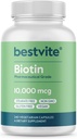 BESTVITE Biotin 10.000mcg (240 Vegetarische Capsules) - No Stearates - No Dicalcium Fosfate - No Artificial Sweeteners - No Flow Agents - Vegan - Non GMO - Glutenvrij