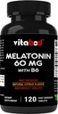 Vitabod Melatonin 60 mg with Vitamin B6 – 120 Fast Dissolve Tablets Extra-Strength Sleep Support – Drug-Free – Natural Citrus Flavor – Vegetarian, Non-GMO, Gluten-Free