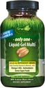 Irwin gracials Only One Liquid- Gel Multi - 60 Liquid Softgels - Tidak ada Iron Daily Esculity Vitamin, Mineral, Antioksidants, Omega - 3 & Green Super Foods