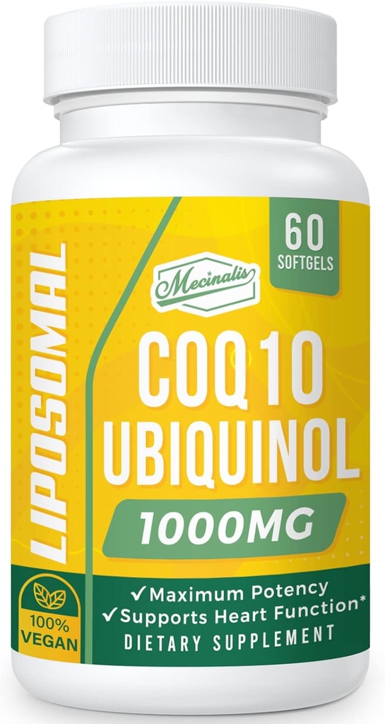 1000mg Liposomal CoQ10 Softgels | Daha yaxşı Aboreksiya CoQ10 Ubiquinol Təhlükəsizlik və Enerji İstehsalçısı | Vegan Coenzyme Q10 Aktiv Antioksidan Form