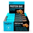 Legion Protein Bar Schokolade Peanut Butter -100% Whey Protein, Baked Bars mit Prebiotic Fiber - High Protein (20g) Low Fat (12g) Low Sugar (4g), No Soy, Gluten - Natural Flavors (12 Count)