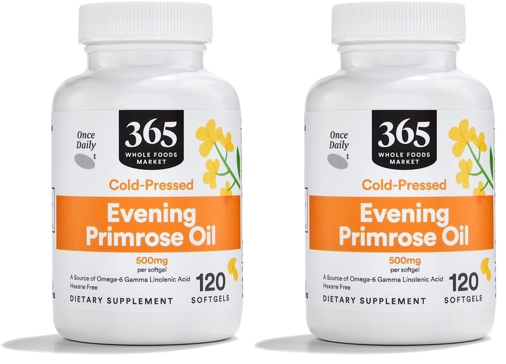 Whole Foods Market, Evening Primrose Oil 500Mg, 120 Softgels (Pack of 2)