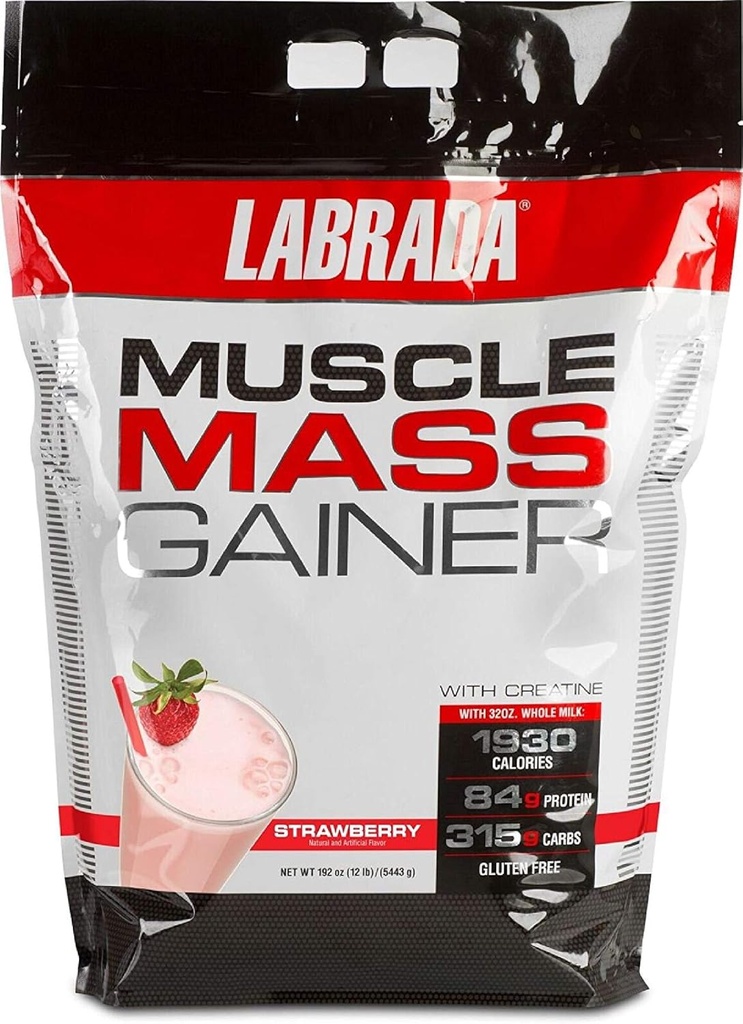 Labrada Nutrition Muskelmasse Gainer, Erdbeere, 12 Pfund