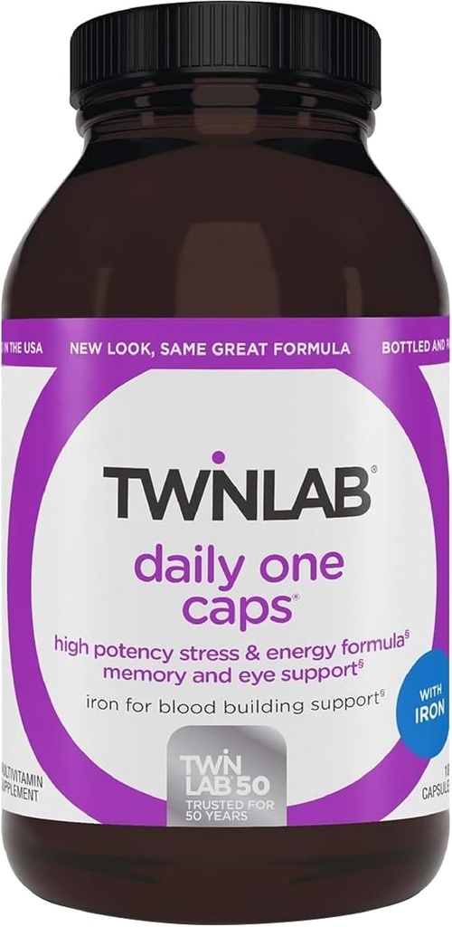 Twinlab Daily One Caps with Iron - Nutritional Supplement with Iron, Zink, B Vitamines, and More - 180 Capsules