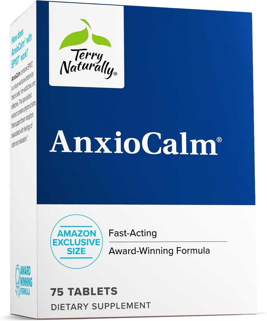 Terry naturellement AnxioCalm - 75 comprimés - Formule non addictive, rapide et non-vivante - sans danger pour les adultes et les enfants 4 ans et plus - non-OGM - 37 portions