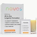 NOVOS Core Longevity Mix, Anti-Aging Supplement, Drink Powder Packet Orange Smak - Hudstöd, energi, humör, sömn och kognition - 30 portioner