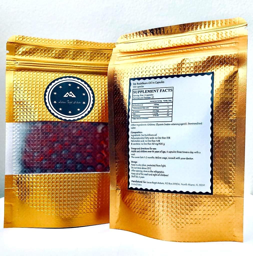 Itsas-Buckthorn olioa kapsulatan 100 Pcs