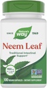 Nature's Way Neem Leaf Capsules, Perinteinen suolistotuki*, käytetään Ayurveda, 950 mg per 2-Capsule Serving, ei-GMO-projekti todennettu, Vegan, 100 Count (Pakkaus toukokuussa Vary)