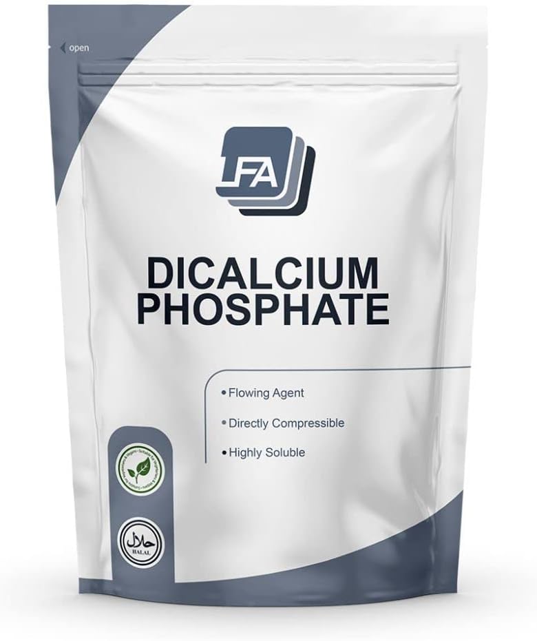 Dicalcium Phosphate Dihydrate DCPD Powder - 1 kg (2.2 lb) - Tablet " Capsule Flowing agent - Food Anti-Caking agent " supplement Filler