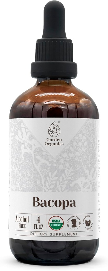 Bacopa USDA Organic | Alcohol-Free Extract, Organic Herbal Drops, Supplement, Relaxation, Positive Cognitive Effect | Tincture Made from 100% Organic Bacopa (Bacopa Monnieri) Dried Herb 4 oz