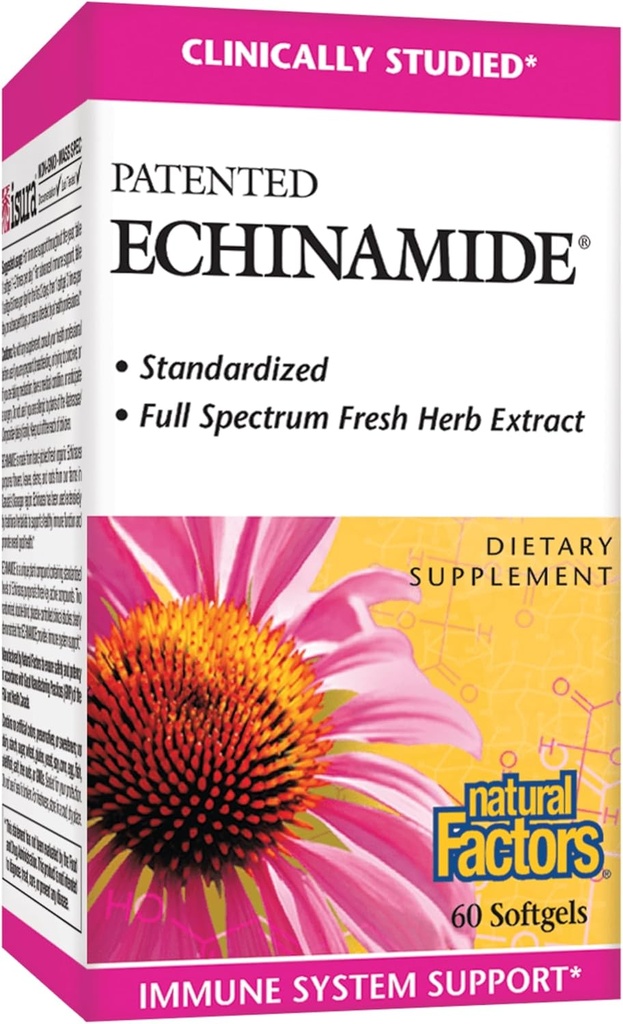 Prírodné faktory, echinamid, Echinacea Supplement for Immune and Wellness Support, 60 Softgels