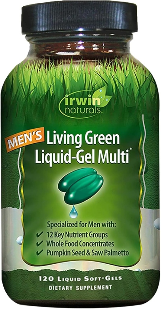 Irwin Naturals Barbatii viu verde lichid-Gel Multi - 70 Nutrienti esentiali, Vitamine Full-Spectru, Wholefood Blend - Adrenal & Brain suport vizat - 120 Softgels lichid