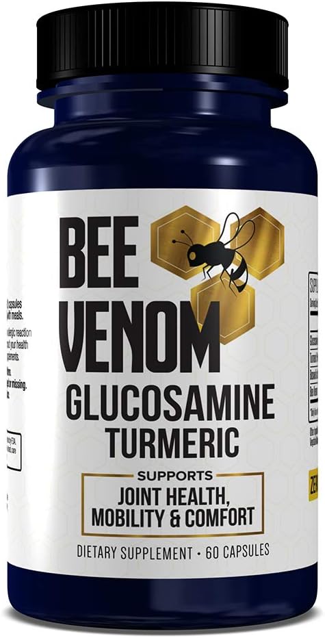GenRestore:蜜蜂 Venom 饮食补充剂 - Glucosamine Turmeric Blend, 改善联合健康,流动和舒适补充剂 - 超强药丸 - 自然健康综合体 - 60 Capsules (1)