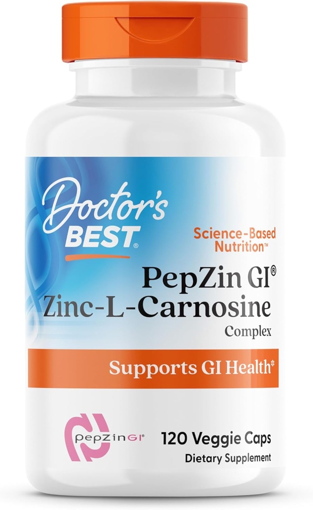 Doctor's Best PepZin GI, Zink-L-Carnosine Complex, Non-GMO, Vegan, Glutenfrei, Sojafrei, Verdauungshilfe, 120 Veggie Caps