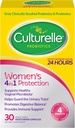 Culturelle 4-i-1 probiotika for kvinner, daglig probiotiske og prebiotiske kosttilskudd for å støtte Vaginal Helse, Digestive helse, Immune Helse, Av og til diarré, Gass & Bleating Relief, Non-GMO, 30 Count