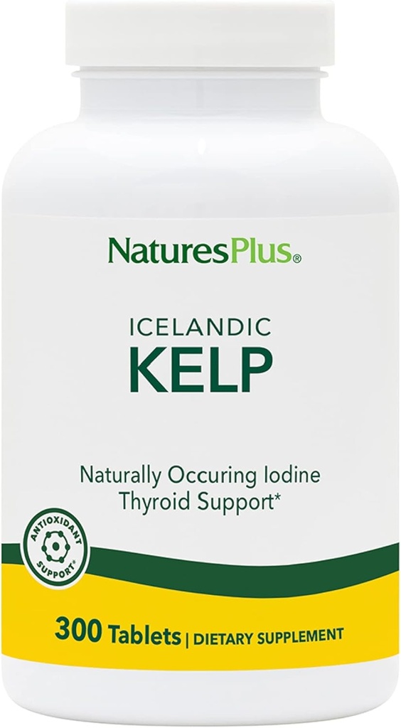 NaturesPlus Zelandic Kelp - 150 mcg jód; 150 mg Kelp- 300 vegetáriánus tabletta - természetes jód kiegészítés - gluténmentes - 300 adag