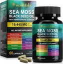 Katup Minyak Benih Hitam Moss, Ashwagandha Ginger Capsule dengan Vitamin C D3, Multi Blend Nutrition Suplemen untuk Imunitas, Digetical, Energy, Skin & Hair, Laut Minyak Hitam Katup Moss, 60P