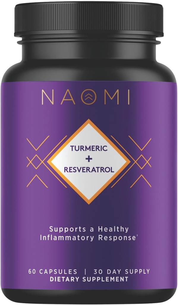 NAOMI Turmeric Curcumin All Fully Standardized 1000mg 95% Curcuminoids, BioPerine High Absorption & Resveratrol, kliniskt Studied, Joint Support, stöder hälsosam muskelrespons