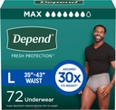 תלוי ב-Freative Diapers, Incontinence Underwear for Men, Disposable, Maximum, Large, Grey, 72 Count (2 Packs of 36), Packaging May Vary