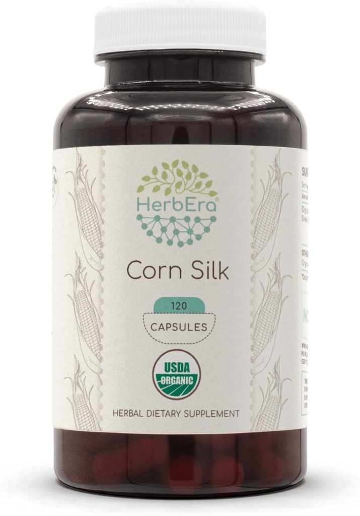 HerbEra Corn Silk USDA Organik 120 Kapsul 124; Sutra Herbal Alam (120 Capsules)