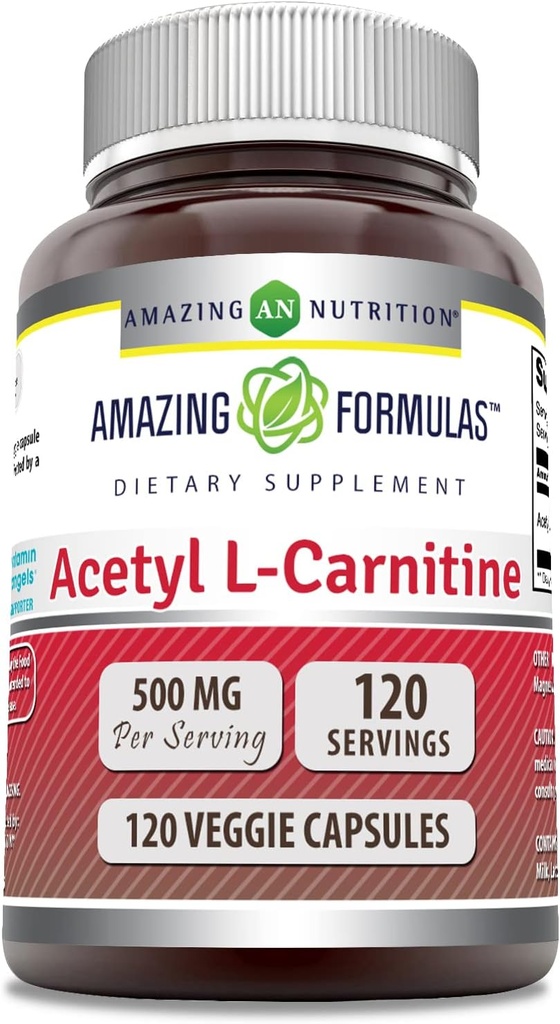Suppleitions Actil L-Carnitin Hupplement | 500 MG Pro Proing | 120 Vegie Capsolules Supplement   Not-GMO | Glute Free | ผลิตในสหรัฐอเมริกา