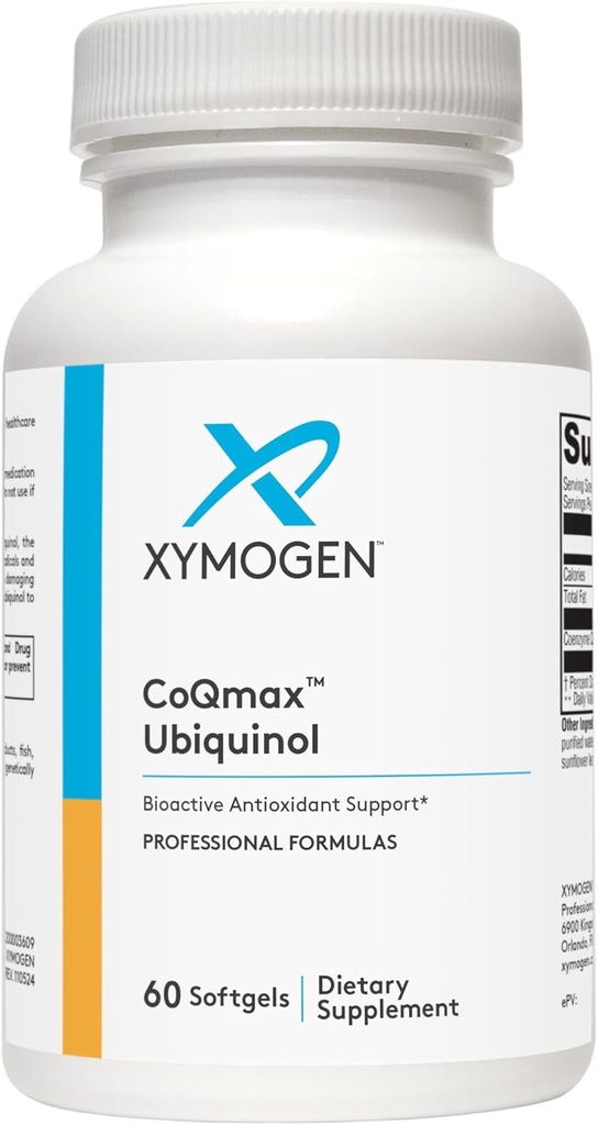 XYMOGEN CoQmax 200mg CoQ10 ubiquinol - Patented, Stabilize Form - Antioksid, Bilişsel + Heart Health Support (60 Softgels) üçün Coenzyme Q10