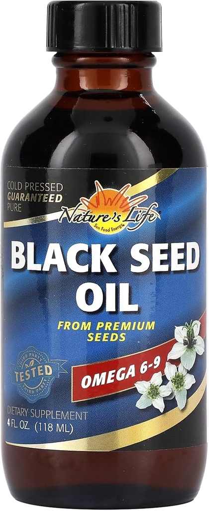 Natural Life Black Seed Oil, Cold- pressed Black Cumin Seed Oil - Joint, Digestive Health, and Immune Support - Lab Verered, 60- Day Money- Back Guarantee - 23 Servings, 4 Fl. Oz.