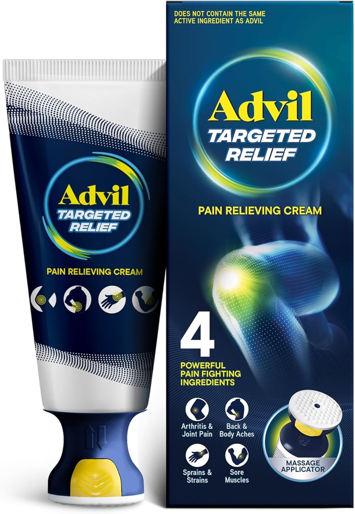Advil Targeted Relieef Pain Cream with Massage Applicator, Up to 8 Hours of Powerful Relief of Minor Arthritis Pain, Gabungan Pain, Lower Back Pain and Muscle Pain, 2.5 oz