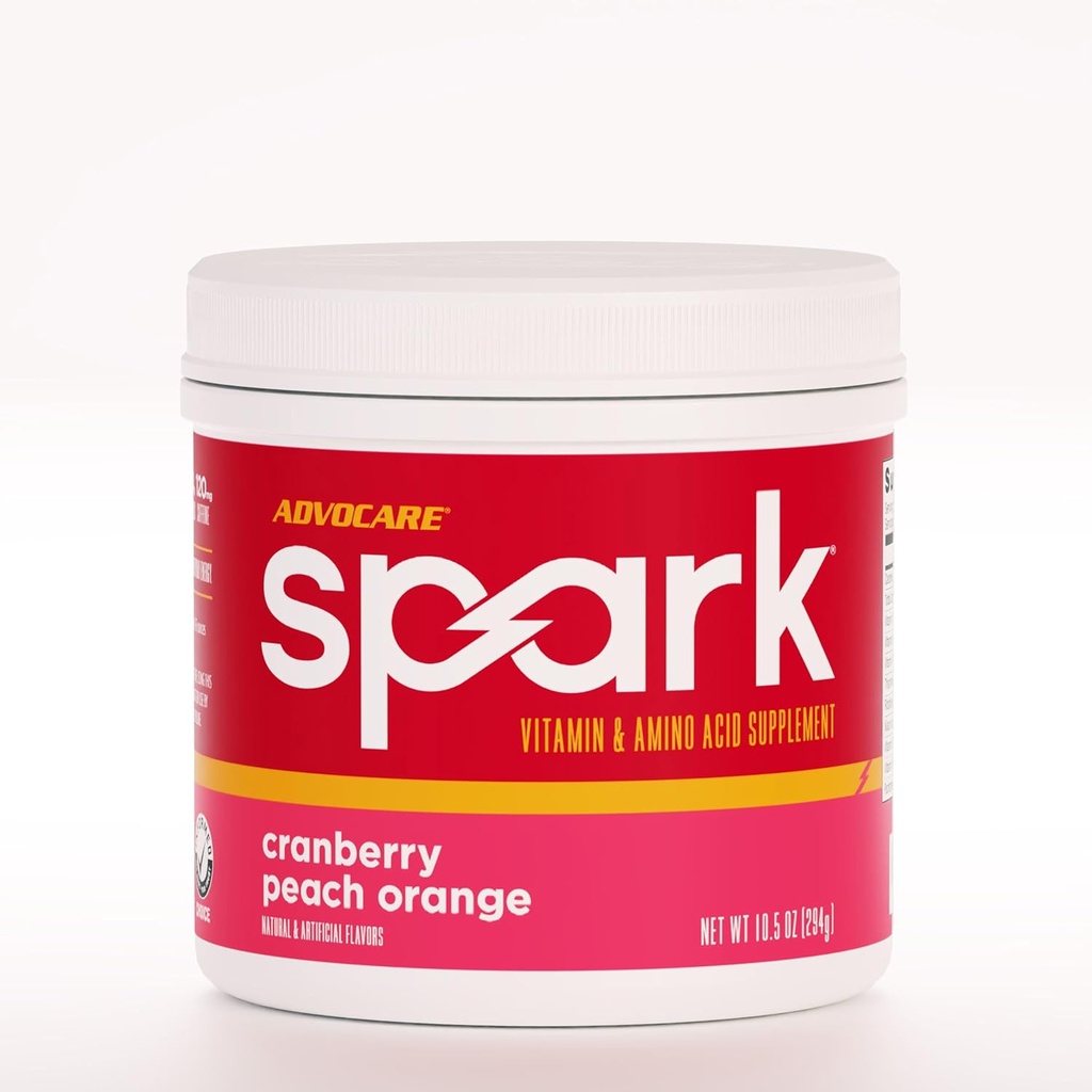 AdvoCare Spark Vitamin & Amino Acid Suplemen - Fokus & Energi Powder Mix dengan Vitamin A, B-6, C & E - juga termasuk L-Carnitine & L-Tyrosine - Cranberry Peach Orange Orange - 10,5 oz