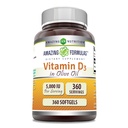 Amazing Formulas Vitamin D3 in Olive Oil 5000 IU Supplement | Softgels | Non-GMO | Gluten-Free | Made in USA (1 Pack | 360 Count)