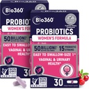 Biolio360 Probiotics per a Dones Vaginigal salut - ajuda en pH, balanç de Vaginal, Urginal, Salut & Digal - 50 milions de dòlars CFU i 15 Estrans únics per a Sanitaty Vagin Odor i Vaginal Flora - Selfable
