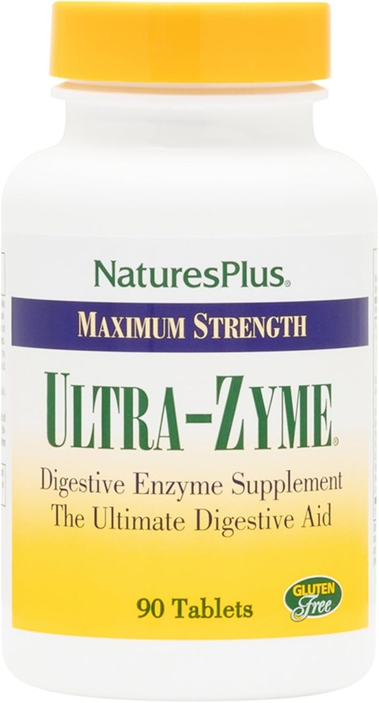 NaturesPlus Ultra-Zyme - 90 tabletti - Ensüümilisa tervisliku seedimise toetamiseks - Gluteenivaba - 45 serveerimist