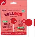 Lolleez Organic Lollipops bērniem Sore Throat Relief, Variety Pack Perfekts nomierināšanai Sore Throat Kamēr garšo liels, zemeņu, arbūzu un Orange Mango, 28 Count