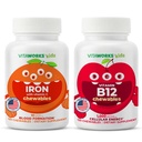 VitaWorks Kids Iron 10mg + Vitamin C Chewables + Vitamin B12 Chewables Bundle