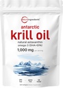Micro Ingredients Antarctic Krill Oil supplement with Natural Astaxanthin, 1000mg Per Serving, 300 Soft-Gels,rich in Omega-3s EPA " DHA, Supports Immune System " Brain Health, easy to Swallow