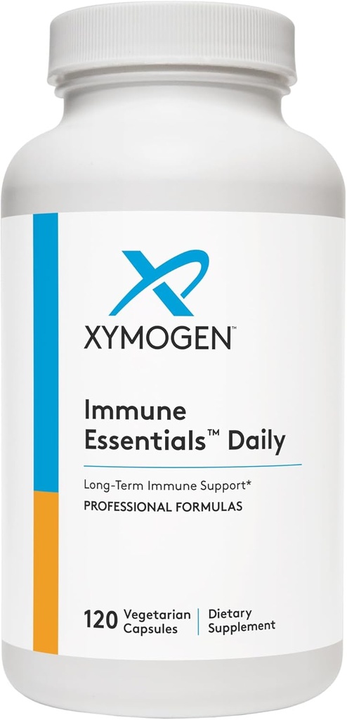 XYMOGEN Immune Essentials Daily - Long-Term Immune Suplement with Vitamin C Ascorbic Acid, Vitamin A & D3, N Acetyl L Cysteine, Zinok Chelát, Quercetin (120 kapsúl)
