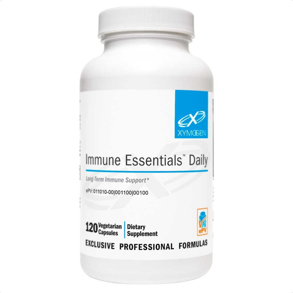 XYMOGEN Immune Essentials Daily - Vitamin C, Zinc & Quercetin - Daily Immune, Antioxidant & Respiratory Support - Long-Term Immune Nutrition - Vegan & Gluten-Free - 120 Capsules
