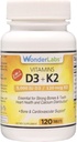 Wonder Laboratories D 5.000 IU, Vitamin D3 + K2 Sağlıklı Immune Sistemi, Güçlü Kemikler, Kalp Sağlığı ve Gıda Dağıtımı, 120 Tablet