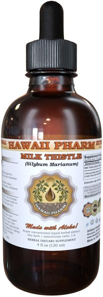 HawaiiPharm Melk Thistle flytende ekstract, organisk melke Thistle (Silybum marianum) Tinktur Supplement 2 oz