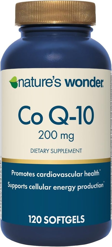 Suplemento de CoQ10 da natureza - CoQ10 200mg Softgels para apoiar a saúde cardíaca, función cardiovascular e produción de enerxía celular, 120 Softgels, 120 Days Supply