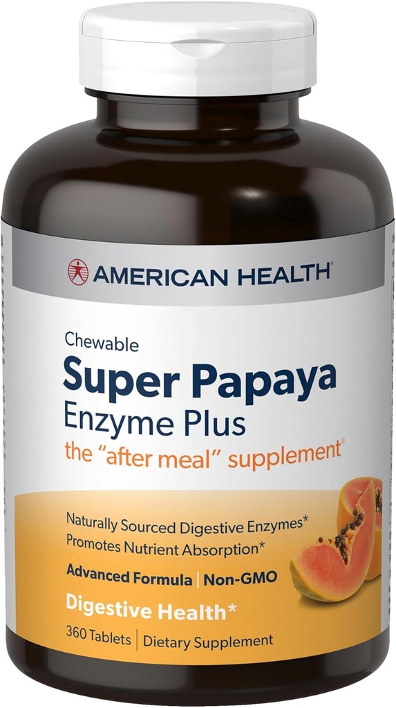American Health Super Papaya Enzyme Plus - 360 Kauwtabletten - The After-Meal Supplement - Non-GMO - 120 Servings