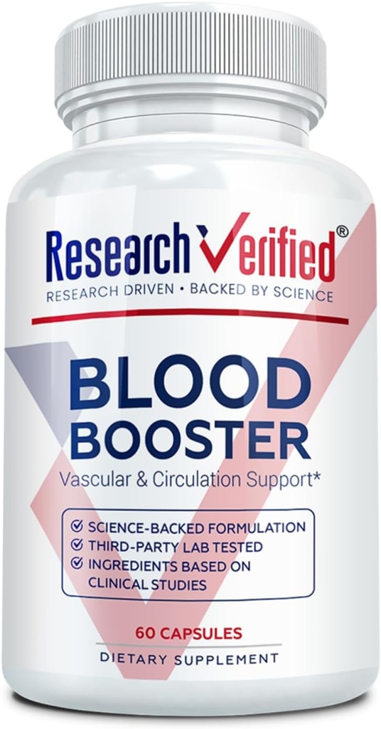 Forskning Verified Blood Booster - Blodstöd - Hawthorn, Magnesium, Celery Seed Powder, BioPerine - 60 kapslar - 1 månads leverans